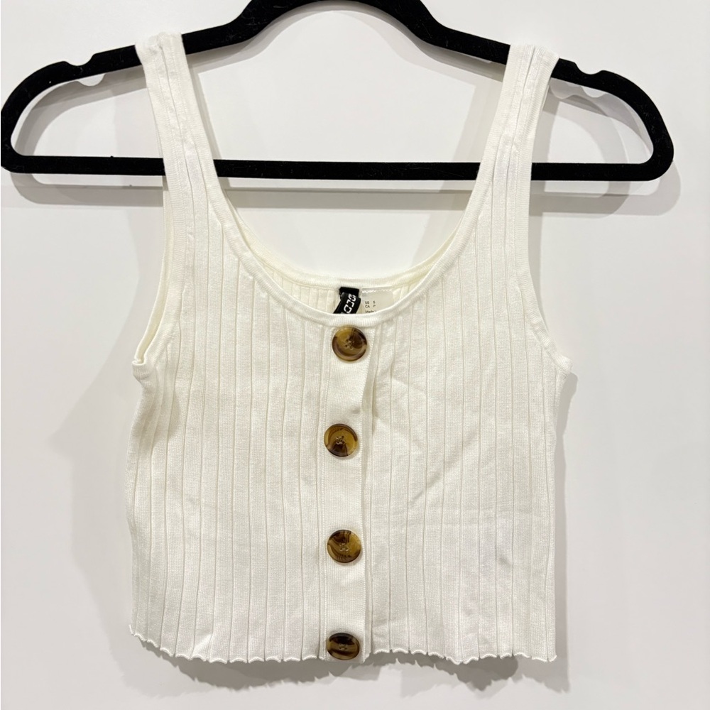 🌟3/$15 🌟 H&M Cream Ribbed Crop Tank Top